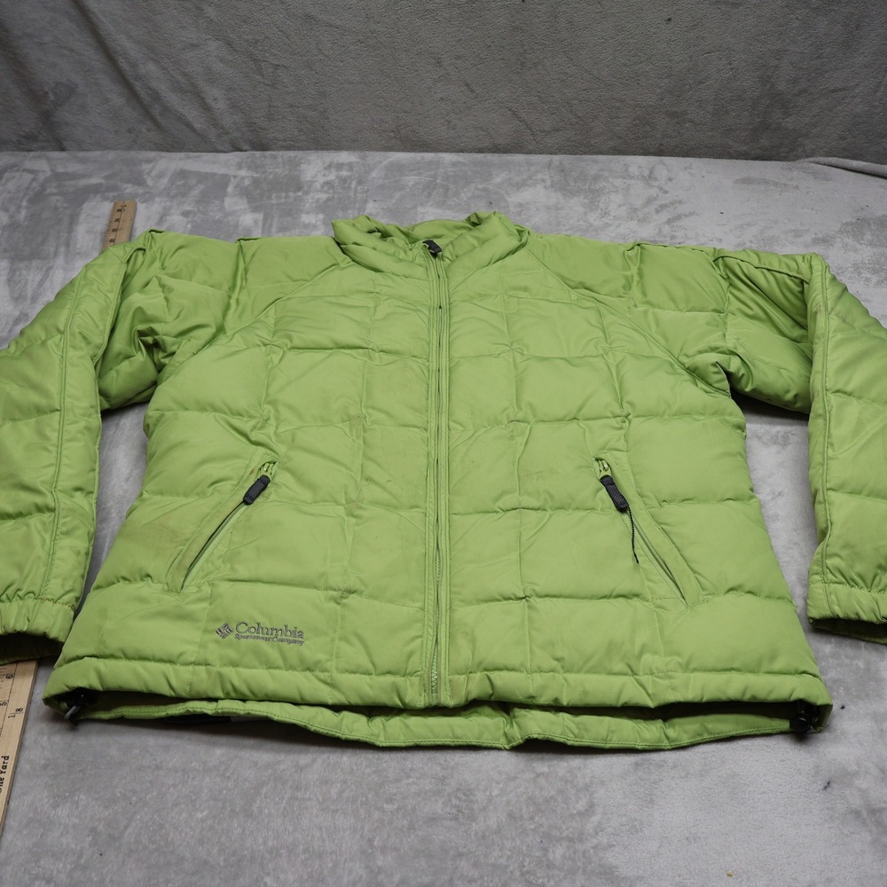 Columbia Down Jacket Womens XL Green Insulated Light Winter Quilted Puffer VTG